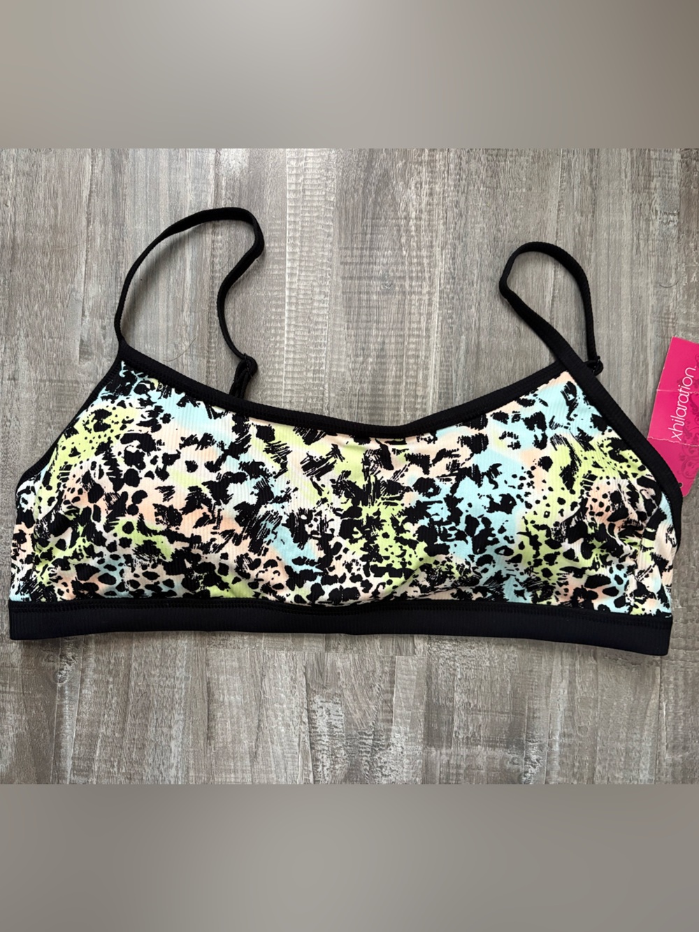 Xhilaration Neon Animal Print Bralette - Black Trim